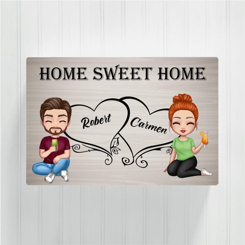 Home Sweet Home Comic Couple - Personalisierbare Leinwand