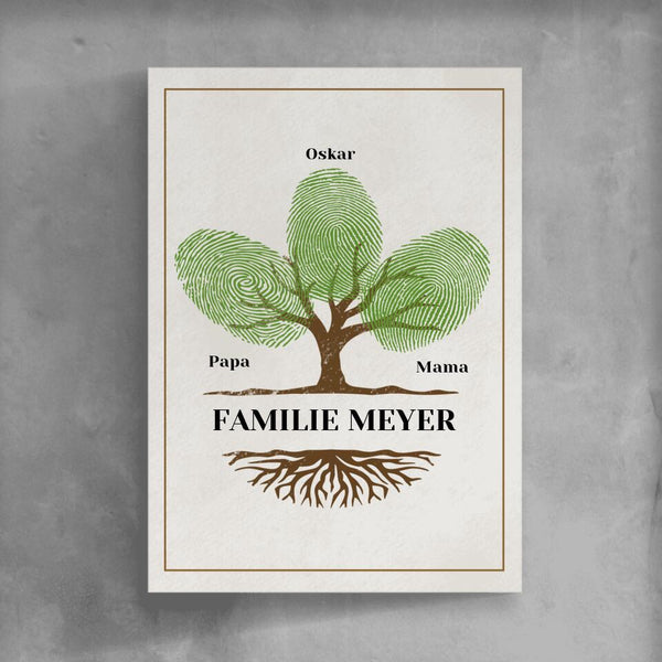 Fingerabdruck Familienbaum - Personalisierbares Poster