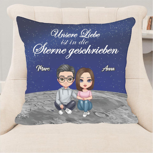 Comic Style Paar Sternenhimmel - Personalisierbares Flauschkissen (40x40cm)