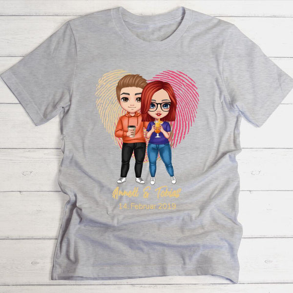 Comic Style Paar Fingerabdruck - Personalisierbares T-Shirt