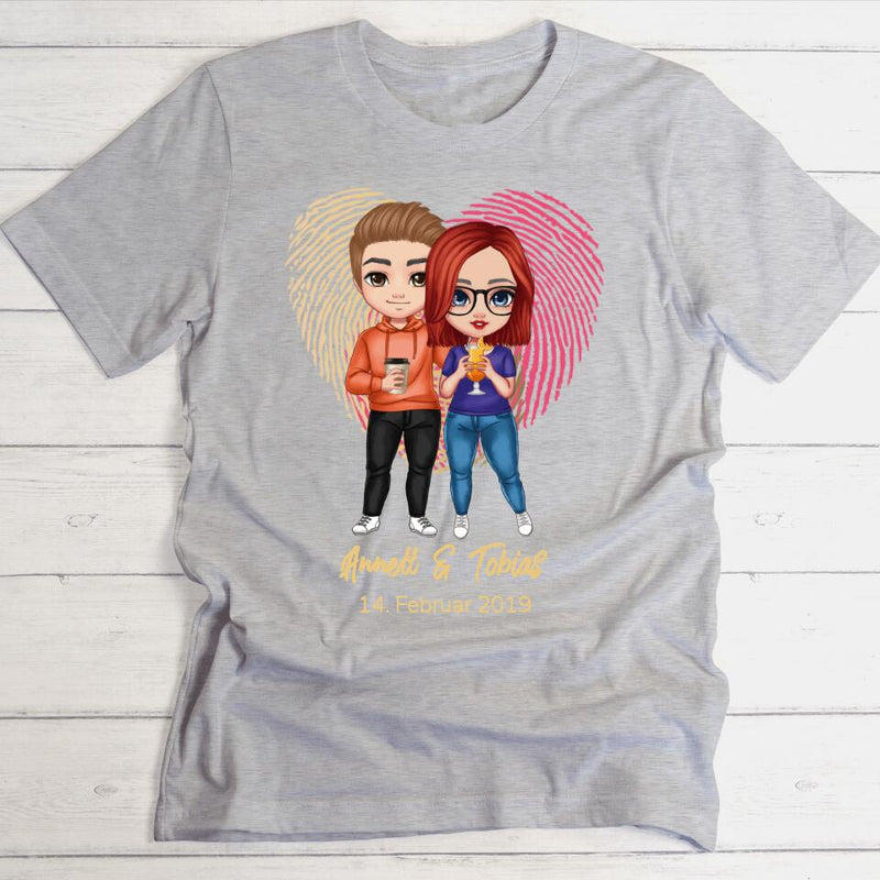 Comic Style Paar Fingerabdruck - Personalisierbares T-Shirt