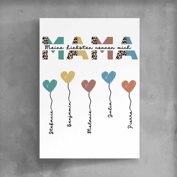 Mama/Oma Herzballon - Personalisierbares Poster