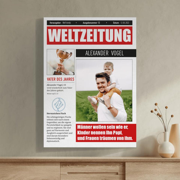 Weltzeitung Bester Papa - Personalisierbares Poster