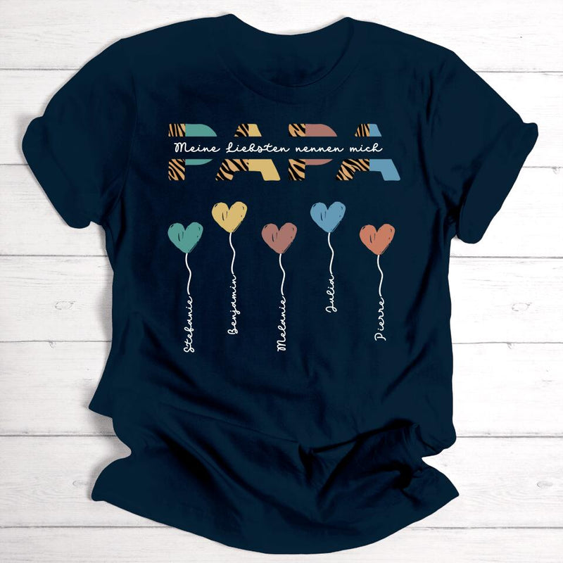 Papa / Opa Vatertag Herzballons - Personalisierbares Herren-T-Shirt