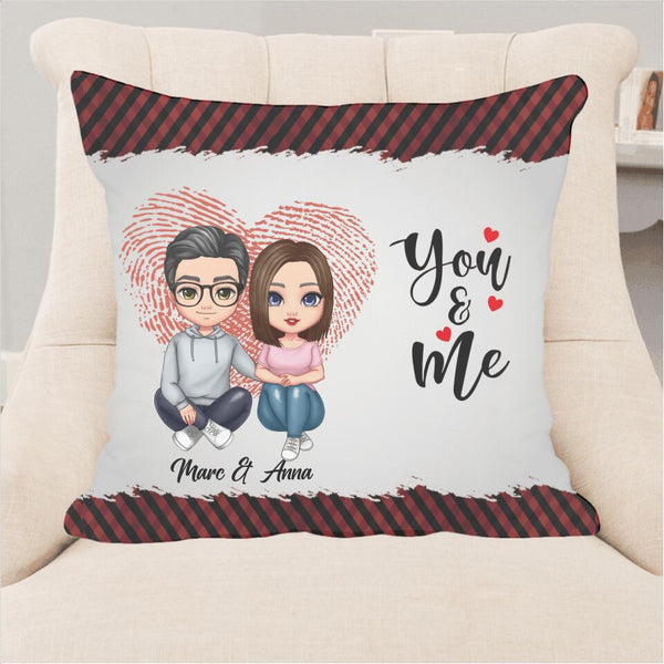 You & Me Comic Paar - Personalisierbares Flauschkissen (40x40cm)