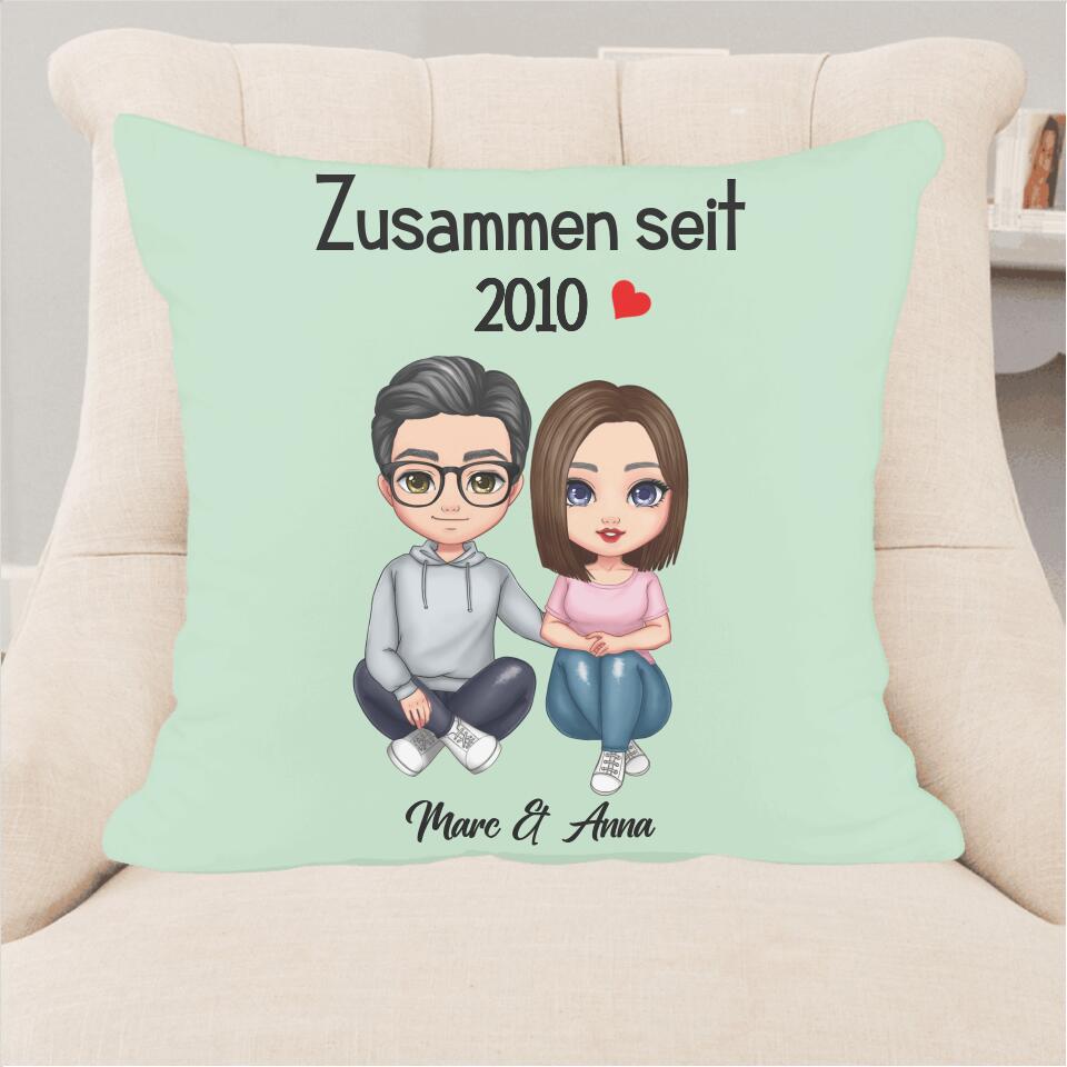 Comic Style Paar - Personalisierbares Flauschkissen (40x40cm)