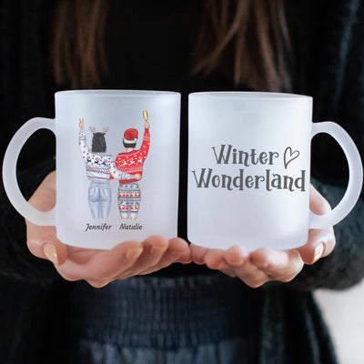 Besties stehend Weihnachten (limitierte Weihnachtsedition) - satinierte Glastasse