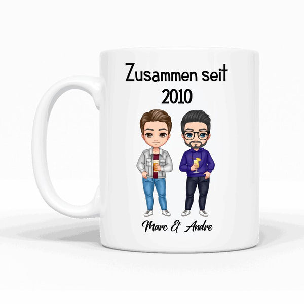 Comic Style Paar (zwei Männer) - Personalisierbare Tasse